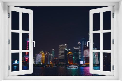 Fototapeta Naklejka Na Ścianę Okno 3D - beautiful shanghai skyline view from the bund at night