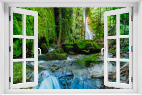 Fototapeta Naklejka Na Ścianę Okno 3D - A waterfall in lush rainforest