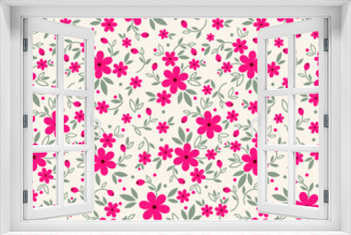 Fototapeta Naklejka Na Ścianę Okno 3D - Floral pattern. Pretty flowers on white background. Printing with small red flowers. Ditsy print. Seamless vector texture. Spring bouquet.