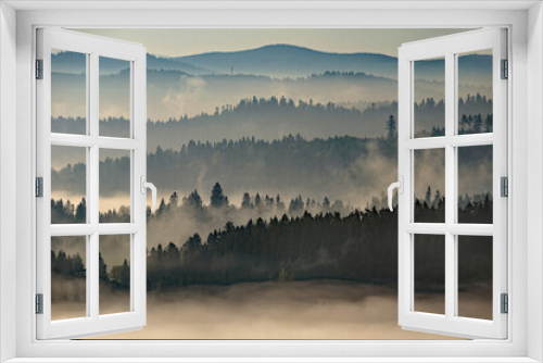 Fototapeta Naklejka Na Ścianę Okno 3D - Poranne mgły