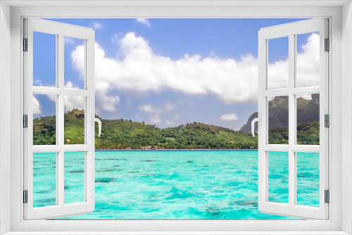 Fototapeta Naklejka Na Ścianę Okno 3D - Bora Bora Island, French Polynesia. Web banner in panoramic view.