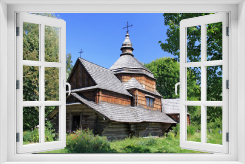 Fototapeta Naklejka Na Ścianę Okno 3D - Wooden church in Pirogovo