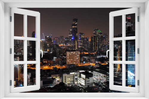Fototapeta Naklejka Na Ścianę Okno 3D - Vista nocturna de Bangkok