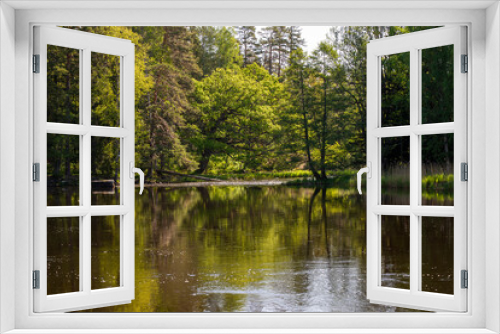 Fototapeta Naklejka Na Ścianę Okno 3D - Swedish river and natural salmon area in spring. Farnebofjarden national park in north of Sweden.