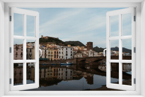 view of the old town of bosa sardinia italy