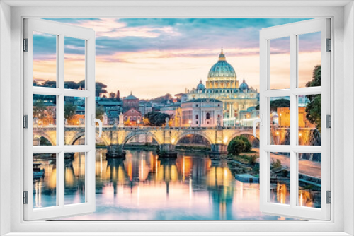 Fototapeta Naklejka Na Ścianę Okno 3D - The city of Rome at sunset