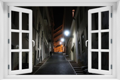Fototapeta Naklejka Na Ścianę Okno 3D - Narrow ally for tram in Lisbon