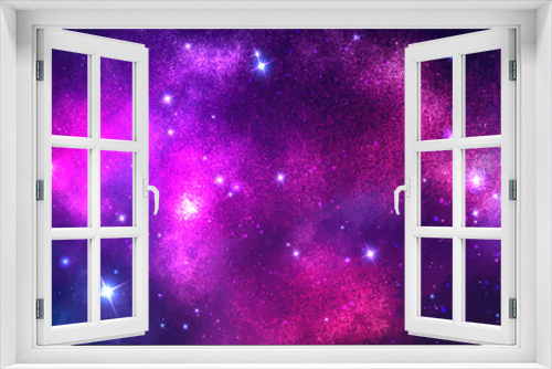 Fototapeta Naklejka Na Ścianę Okno 3D - Vector cosmic watercolor illustration. Colorful space background with stars