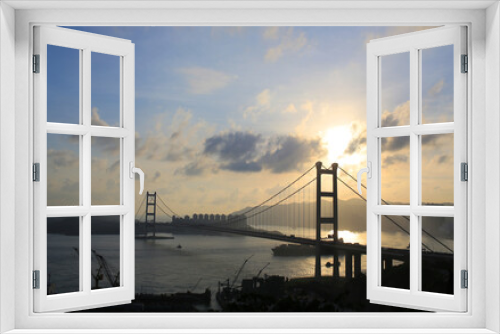 Fototapeta Naklejka Na Ścianę Okno 3D - hong kong bridge, Tsing Ma Bridge