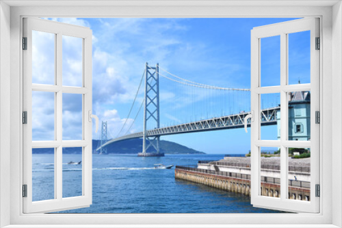 Fototapeta Naklejka Na Ścianę Okno 3D - 夏の明石海峡大橋