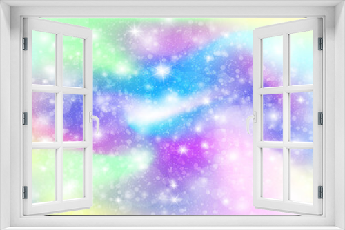 Rainbow pastel background with sparkles, for the little mermaid, unicorns. Space background.