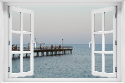 Fototapeta Naklejka Na Ścianę Okno 3D - Limassol molos pier with people walking on summer day