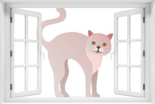 Fototapeta Naklejka Na Ścianę Okno 3D - Funny white cat icon in cartoon style. Cute kitty pictogram for pet shop, veterinary clinic and animal shelter. Cat mascot for store advertising and products for pets isolated vector illustration.