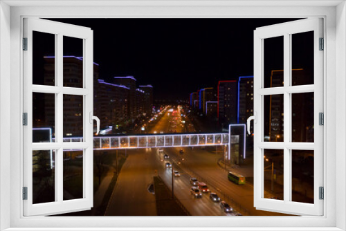 Fototapeta Naklejka Na Ścianę Okno 3D - Night city, Architecture.