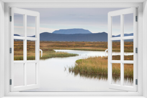 Fototapeta Naklejka Na Ścianę Okno 3D - Calm lake and mountain landscape, Lake Myvatn, Iceland