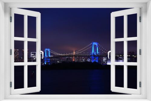 Fototapeta Naklejka Na Ścianę Okno 3D - Blue rainbow bridge in Tokyo