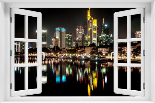 Fototapeta Naklejka Na Ścianę Okno 3D - Frankfurt skyline at night
