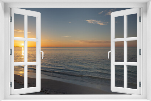 Fototapeta Naklejka Na Ścianę Okno 3D - Inspirational calm sea with sunset sunrise sky. Meditation ocean and sky background. Colorful horizon over the water. Tropical beach surf of coast or shore