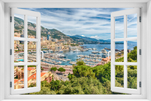 Fototapeta Naklejka Na Ścianę Okno 3D - View over luxury yachts and apartments in Monte Carlo, Monaco