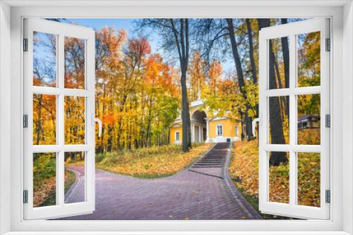 Fototapeta Naklejka Na Ścianę Okno 3D -  Milovida Pavilion in autumn Tsaritsyno park
