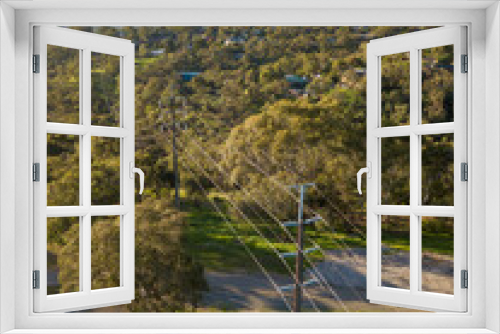 Fototapeta Naklejka Na Ścianę Okno 3D - High voltage transmission lines at Bedford Park overlooking Adelaide, South Australia