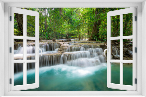 Fototapeta Naklejka Na Ścianę Okno 3D - Huay Mae Khamin waterfall in tropical forest, Thailand	