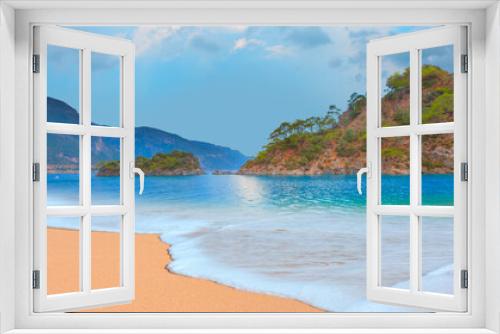 Fototapeta Naklejka Na Ścianę Okno 3D - Panoramic view of amazing Oludeniz Beach And Blue Lagoon, Oludeniz beach is best beaches in Turkey - Fethiye, Turkey