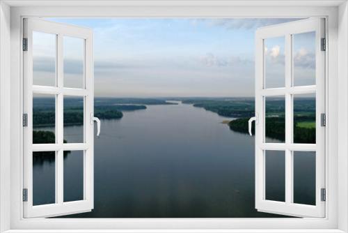 Fototapeta Naklejka Na Ścianę Okno 3D - panoramic view of the river at sunset taken from a drone
