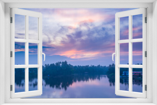 Fototapeta Naklejka Na Ścianę Okno 3D - Photo of backwaters in Kerala at sunset 