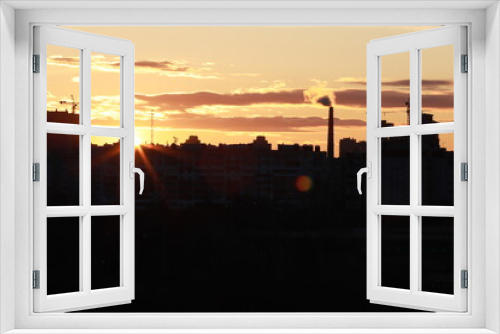 Fototapeta Naklejka Na Ścianę Okno 3D - sunrise, city, nature, clouds, flowers