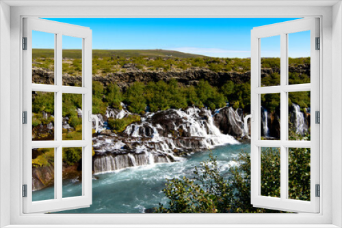 Fototapeta Naklejka Na Ścianę Okno 3D - Hraunfossar waterfalls (Borgarfjordur, Iceland),