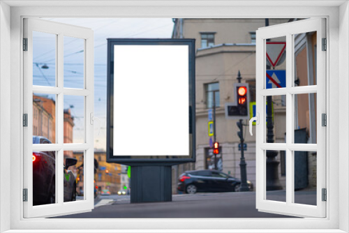 Fototapeta Naklejka Na Ścianę Okno 3D - Advertising city billboard, vertical MOCKUP for advertising