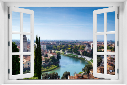 Fototapeta Naklejka Na Ścianę Okno 3D - City of Verona with river at sunny day. Italy