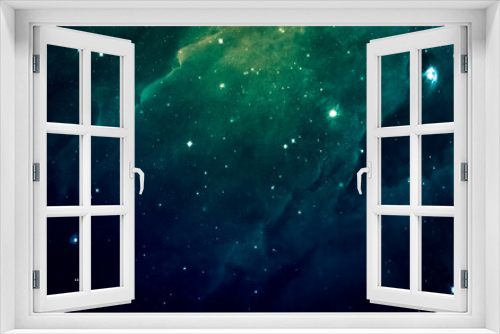 Fototapeta Naklejka Na Ścianę Okno 3D - Green stars in starfield