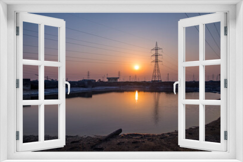 Fototapeta Naklejka Na Ścianę Okno 3D - Power poles in Gujarat