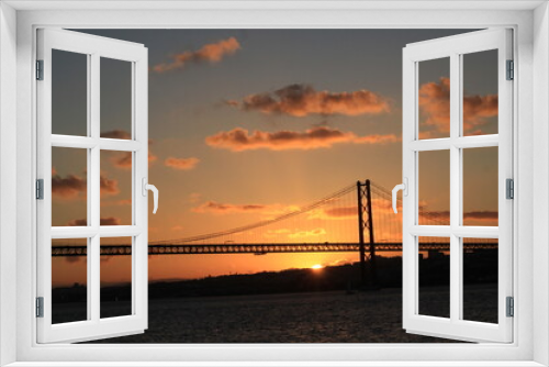 Fototapeta Naklejka Na Ścianę Okno 3D - Bridge at sunset Lisbon Portugal