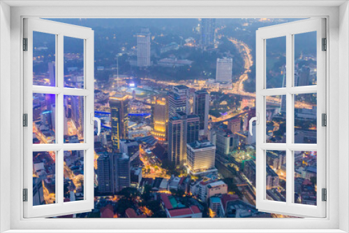 Fototapeta Naklejka Na Ścianę Okno 3D - Night aerial view of Kuala Lumpur, Malaysia