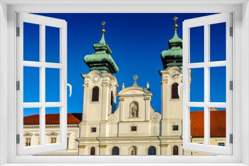 Fototapeta Naklejka Na Ścianę Okno 3D - It's Szechenyi Square and the Cathedral in Gyor, Hungary