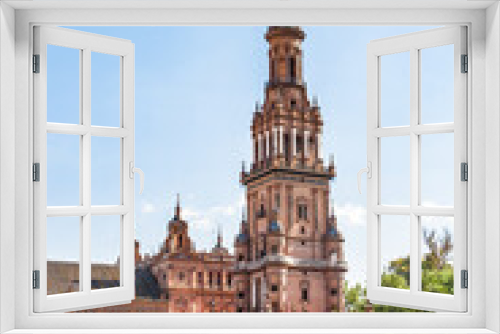 Fototapeta Naklejka Na Ścianę Okno 3D - It's Central building at the Plaza de Espana in Seville, Andalusia, Spain. It's example of the Renaissance Revival style in Spanish architecture.