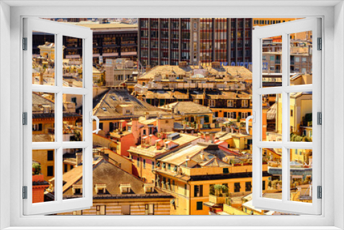 Fototapeta Naklejka Na Ścianę Okno 3D - It's Architecture of the Old Port area of Genoa. Genoa is the capital of Liguria and the sixth largest city in Italy