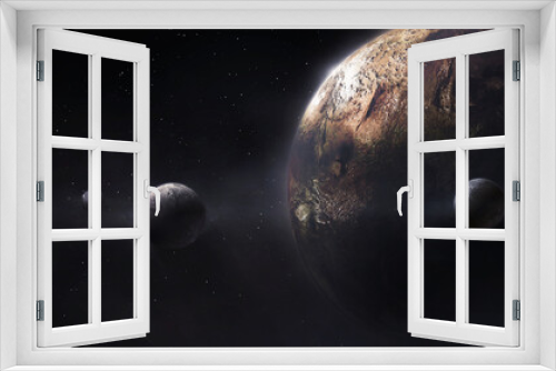 Fototapeta Naklejka Na Ścianę Okno 3D - Planet system, 3d image.