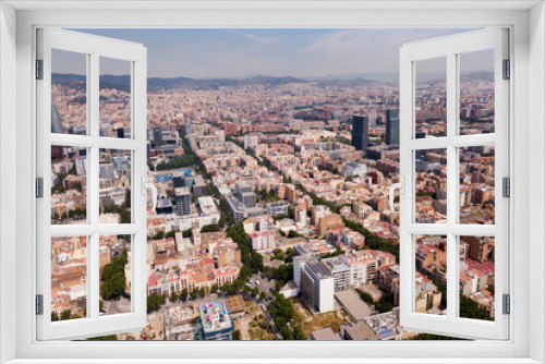 European city Barcelona with view of blocks of flats, Spain