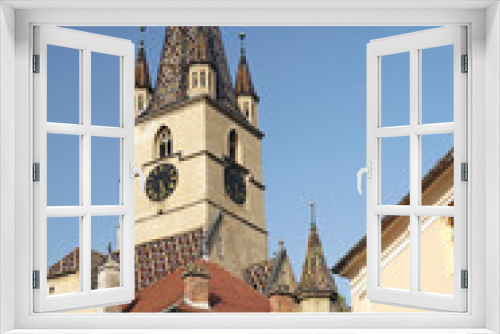 Fototapeta Naklejka Na Ścianę Okno 3D - church spire in sighisoara romania