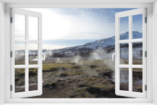 Fototapeta Naklejka Na Ścianę Okno 3D - Steam vents in Iceland