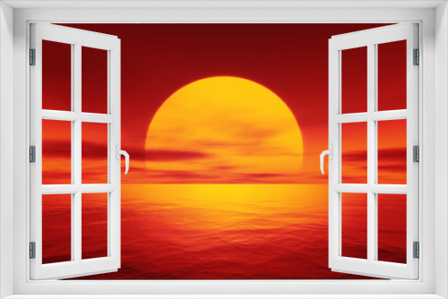 Fototapeta Naklejka Na Ścianę Okno 3D - red sunset over the ocean
