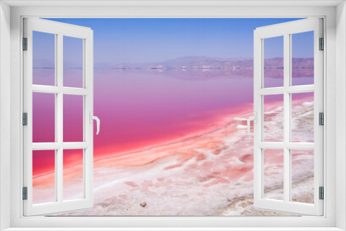 Fototapeta Naklejka Na Ścianę Okno 3D - Beautiful pink Salt Lake of Shiraz, Iran.