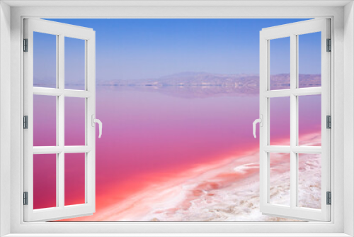 Fototapeta Naklejka Na Ścianę Okno 3D - Beautiful pink Salt Lake of Shiraz, Iran.