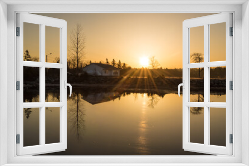 Fototapeta Naklejka Na Ścianę Okno 3D - spring sunrise over Atlantic coastal residence