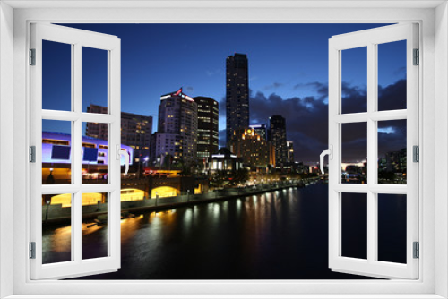 Fototapeta Naklejka Na Ścianę Okno 3D - Melbourne city by night - Australia