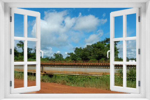 Fototapeta Naklejka Na Ścianę Okno 3D - West Africa, Liberia, railway from Yekepa to Buchanan, 6 of July 2015. Transportation line for iron ore.